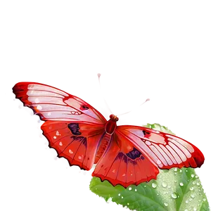 Red Butterfly With Dew PNG 64 PNG