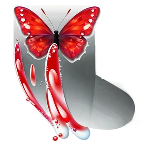 Red Butterfly With Dew PNG Wat59 PNG