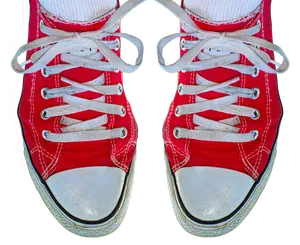 Red Canvas Sneakers Top View