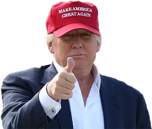 Red Cap Thumbs Up Gesture PNG