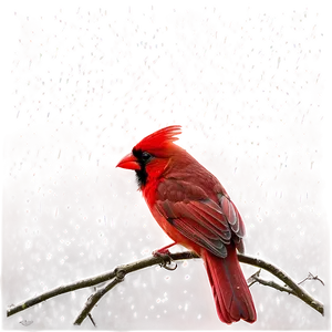 Red Cardinal In The Rain PNG Exy