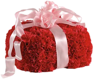 Red Carnation Floral Gift Bag PNG image