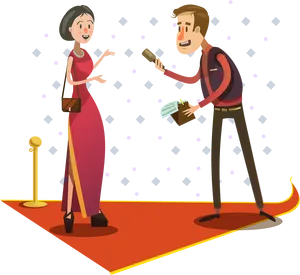 Red Carpet Interview Cartoon PNG image