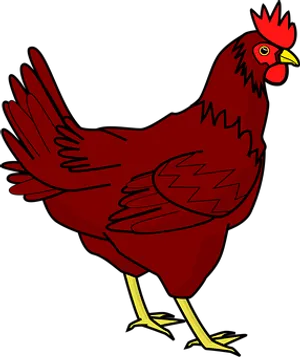 Red Cartoon Chicken Illustration PNG image