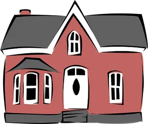 Red Cartoon House Illustration