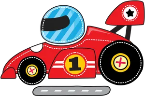 Red Cartoon Race Car Number One PNG image