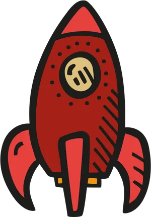 Red Cartoon Rocket Vector PNG