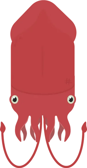 Red Cartoon Squid Illustration PNG image