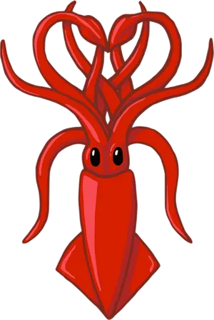 Red Cartoon Squid Illustration PNG image