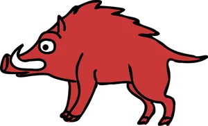 Red Cartoon Wild Boar