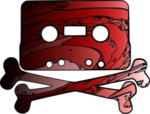 Red Cassette Tapeand Bones Graphic PNG image