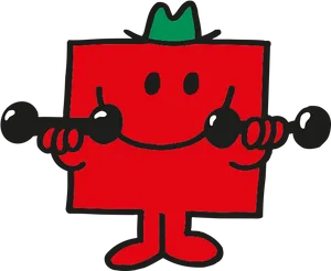 Red Character Lifting Weights PNG image