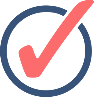 Red Checkmark Blue Circle Graphic PNG image