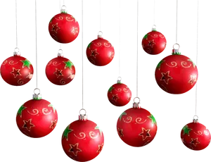 Red Christmas Balls Hanging Transparent Background PNG image