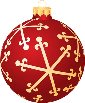 Red Christmas Ballwith Golden Decorations.png PNG image