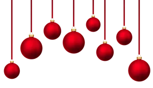 Red Christmas Ornaments Hanging Against Black Background.jpg