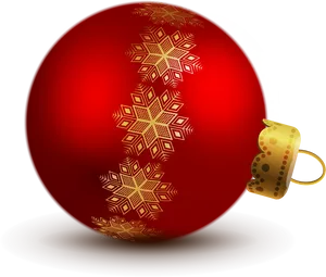 Red Christmas Ornamentwith Golden Snowflakes PNG image