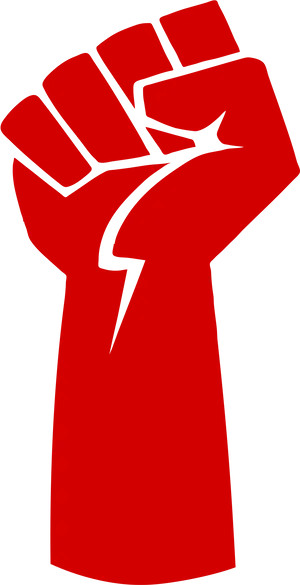 Red Clenched Fistwith Lightning Bolt PNG