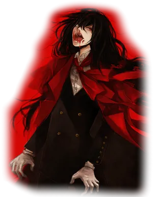 Red Cloaked Vampire Artwork PNG