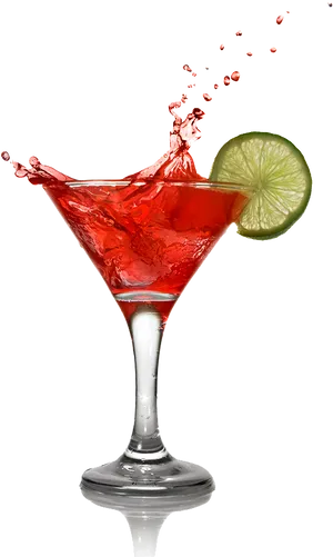 Red Cocktail Splash Lime Garnish.png PNG image