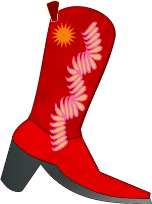 Red Cowboy Boot Illustration PNG image