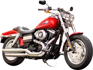 Red Cruiser Motorcycle Black Background PNG image