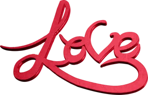 Red Cursive Love Text PNG image