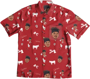 Red Custom Print Polo Shirt PNG image