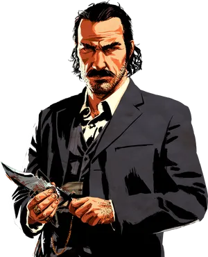 Red Dead Redemption Character With Knife PNG image