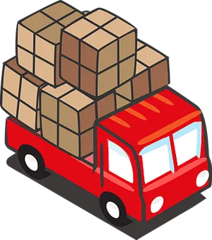 Red Delivery Truck Cartoon PNG image