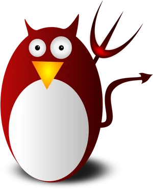 Red Devil Penguin Cartoon PNG image