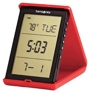 Red Digital Travel Alarm Clock PNG image