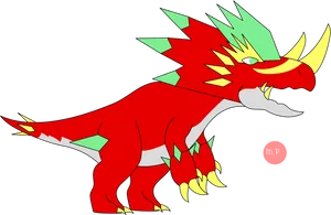 Red Dinosaur Creature Illustration PNG image