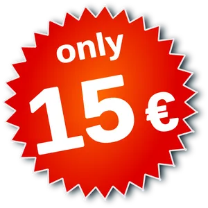 Red Discount Price Tag15 Euros PNG image