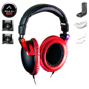 Red Dj Headphones Png 06212024 PNG image