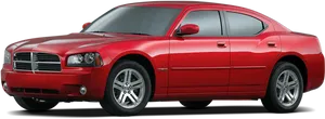 Red Dodge Charger Side View PNG image