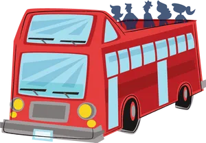 Red Double Decker Bus Cartoon PNG image