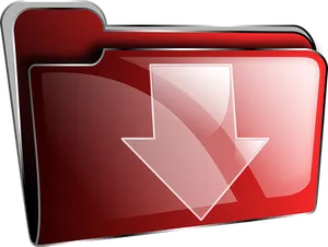 Red Download Folder Icon PNG image