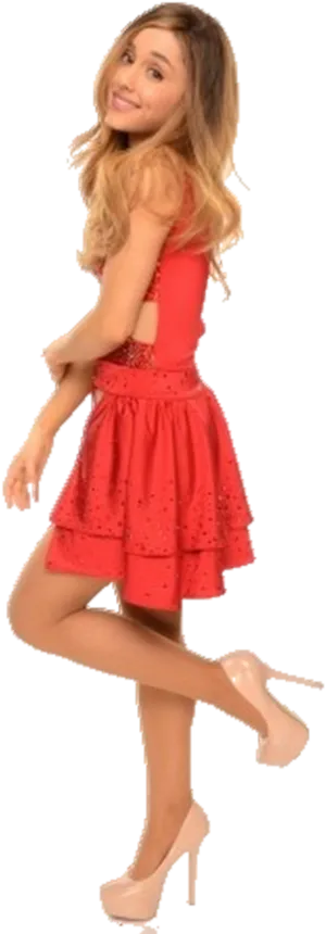 Red Dress Celebrity Pose PNG image