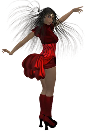 Red Dress Dancer Illustration