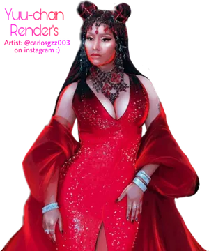 Red Dress Fantasy Artwork PNG image