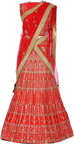 Red Embroidered Lehenga Choli PNG image
