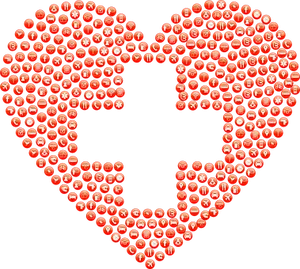 Red Emoji Heart Pattern PNG image