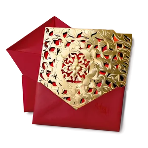Red Envelope With Gold Accents PNG Iew79