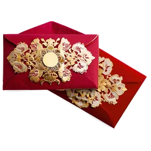 Red Envelope With Gold Accents PNG Roq