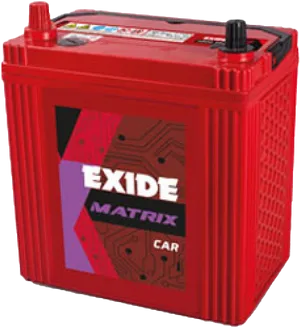 Red Exide Matrix Car Battery PNG image