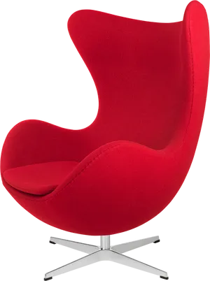 Red Fabric Egg Chair Design PNG image