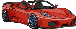 Red Ferrari Convertible Cartoon PNG image
