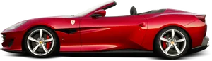 Red Ferrari Convertible Side View PNG image
