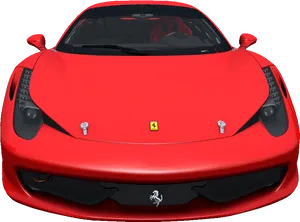 Red Ferrari Front View PNG image